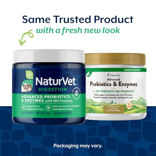 Image of NaturVet Advanced Probiotics & Enzymes Supplements for Dogs & Cats - 8 oz | Supports & Balances the GI Tract for Sensitive Stomachs & Digestive Needs, Powder
