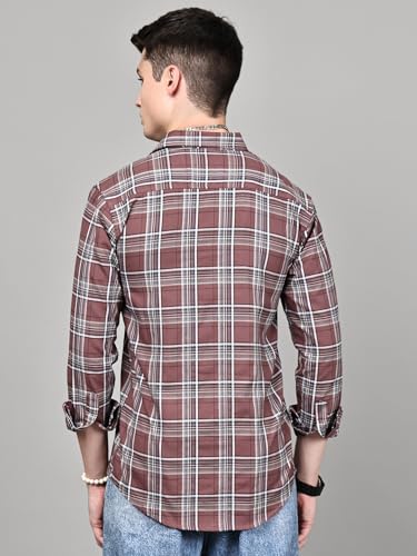 Image of Majestic Man Stylish Slim Fit Cotton Spread Collar Checked Casual Shirt for Men