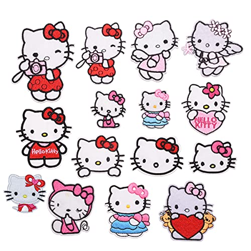 Eisen auf Patch,Patches zum Aufbügeln15 Stück Hello Kitty Patches für...