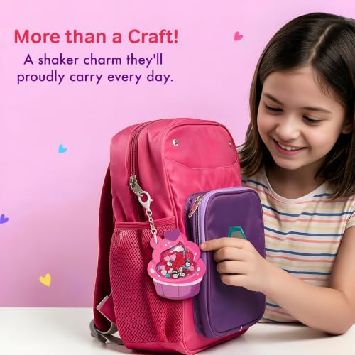 Image of Chalk & Chuckles Joydomes Sweet Cupcake, DIY Shaker Keychains & Bag Charms | Pack of 6, Tween Creative Accessories Kit, Birthday Return Gifts & Party Activity for Kids Age 6, 7, 8, 9, 10 Years
