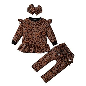 Qiraoxy Baby Meisje Kleding Lange Mouw Katoen Shirt Broek Peuter Kerst Outfit Meisje Luipaard Patroon Outfits Kleding…