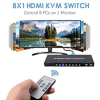 DGODRT HDMI KVM Switch 8 Port 4K@30Hz, Umschalter mit IR-Fernbedienung und 8 Pcs KVM Cables, unterstützt USB2.0-Geräte wie Tastatur, Maus, Festplatten und Drucker – Ansicht 6