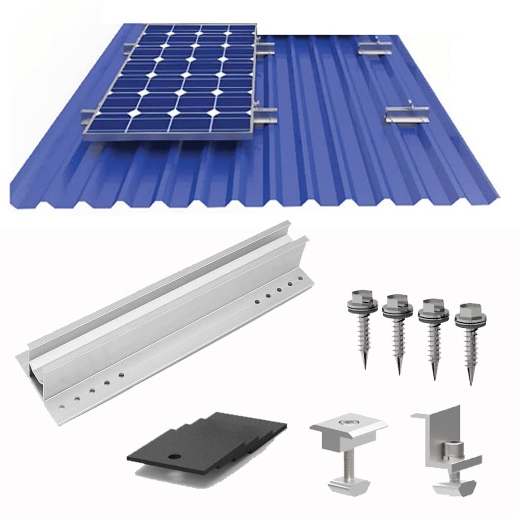 Solarmodul Halterung, Solarpanel Alu Befestigungssystem Trapezblech Photovoltaik Befestigungsschiene, Profil Verbinder für Solar Photovoltaik PV, Befestigungs-Set 2 x Solarmodul 30 35mm Dicke