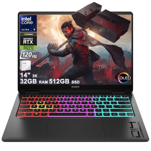 HP Omen �g�����Z���h 14 �Q�[�~���O AI �m�[�g�p�\�R�� 14�C���` 3k OLED 120Hz (100% DCI-P3�AHDR 500nits) Intel 16�R�A Ultra 9 285H 32GB RAM 512GB SSD GeFo