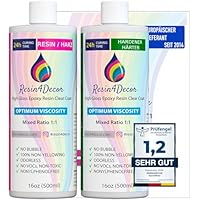RESIN4DECOR 1000ml Epoxidharz Set [Kristallklarer 1:1 Gießharz-Klebstoff] – Für Kunsthandwerk, Schmuck & Formenbau (Geruchlos, Vergilbungsfrei, Ungiftig) – Resin Laminierharz mit 24h Aushärtungszeit