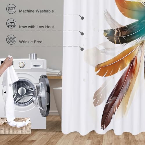 Rideau de douche oiseau en polyester lavable 180x200 cm avec 12 crochets