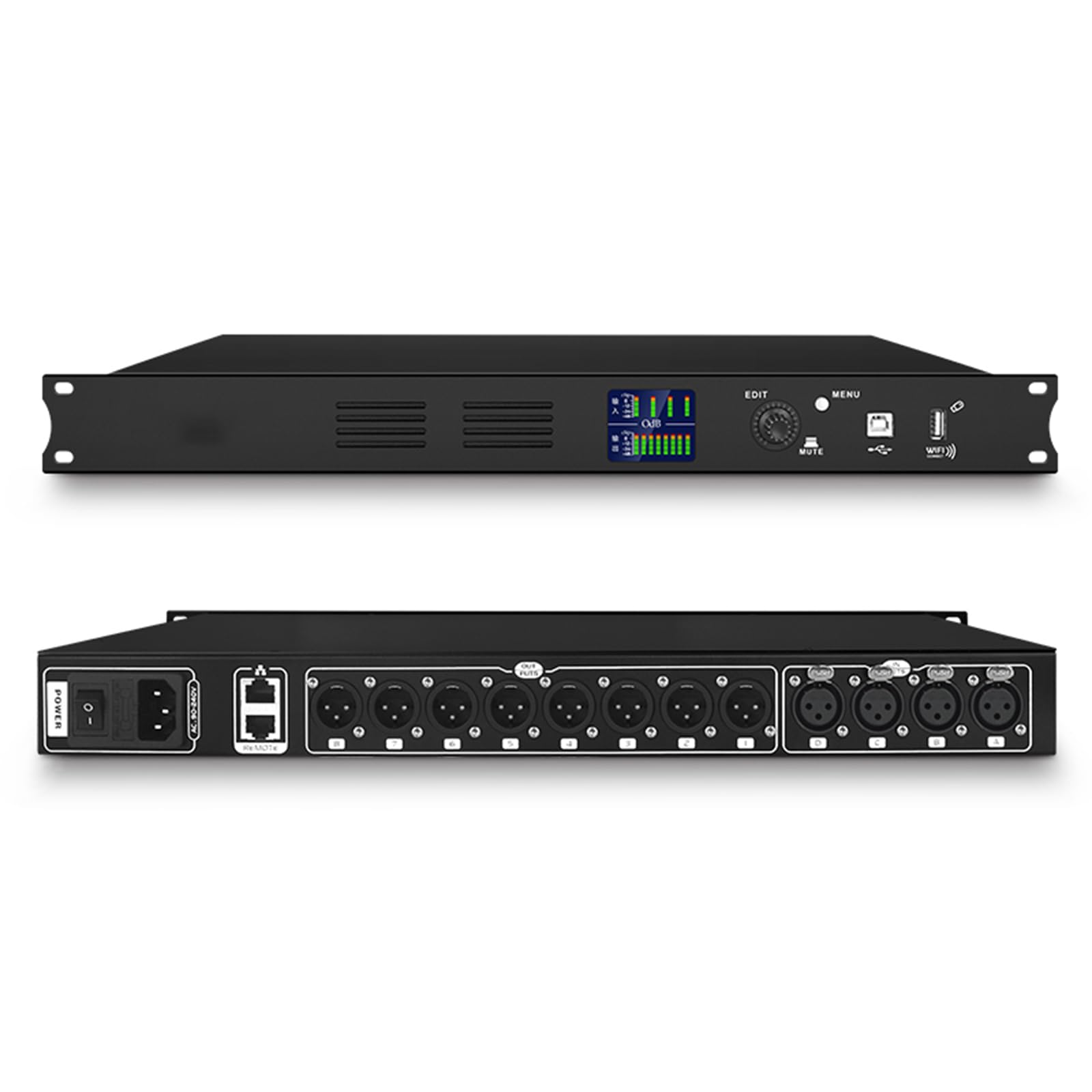Equalizzatore Audio Digitale Fir a 4 Ingressi E 8 Uscite, Processore Anti-ululato Professionale, Display a LED, Debug Tramite Software per PC, Ingresso/Uscita XLR Bilanciati