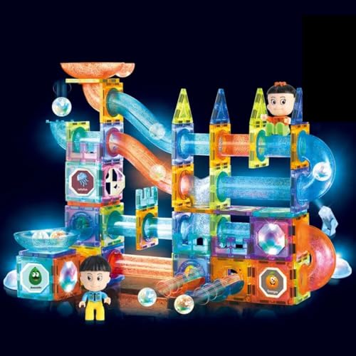 Image of Happy Hues Light Magnetic Tiles- Building Blocks for Kids 3D STEAM Educational Toys, Magnetic Marble Run /Toys for Kids Age 3 +Year Old Boys Girls Creative Gift (142 Pcs Magnetic Tiles)