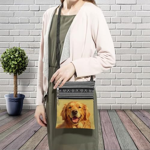 Golden Retriever Messenger Bag Small Ethnic Pattern Printed Adjustable Strap Crossbody Zipper Bag Golden Retriever Phone Bag Wallet Cute Shoulder Handbag for Women -13