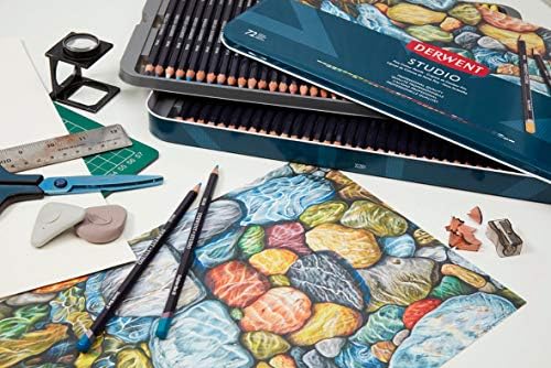 Derwent Studio Colouring Pencils, Drawing & Writing, Ideal For Illustrating, Set Of 24, Professional Quality, 32197, white