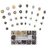 100 Sets Snap Fastener Kit Leather Button Tool Press Studs with 4 Pieces Fixing Tools for for Leather, Coat, Down Jacket, Jeans Wear and Bags ,12.5 mm in Diameter