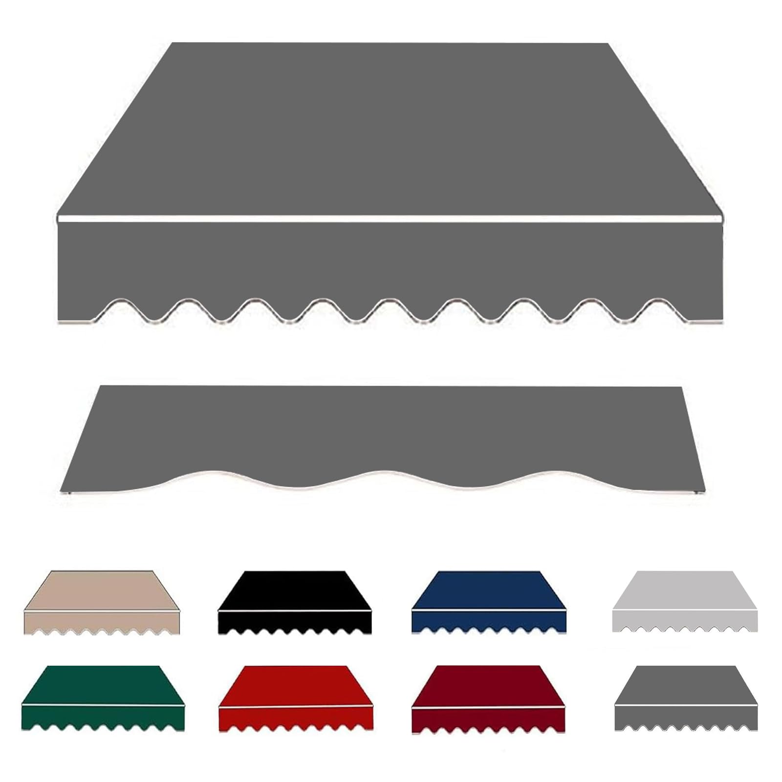 Toile de rechange pour auvent de terrasse imperméable et anti-UV gris