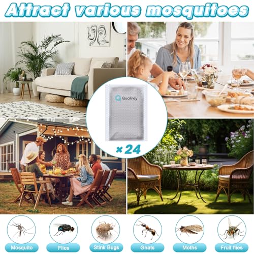 Image of Qualirey 24 Pack Mosquito Attractant Lure in Bulk, Bait Refill for Bug Zapper Compatible with All Mosquito Trap Enhances Catch Rates Safe Non Toxic Long Lasting Bait for Home Garden Indoor Outdoor