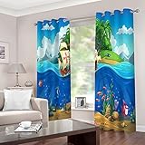 CILODO Blickdichter Vorhang Mit Ösen Piraten & Segelboote 2X B117x H138cm Verdunkelungsvorhang Verdunkelungsvorhang Mit Blickdichten Farben, Gardinen, Blickdicht Für Das Wohnzimmer
