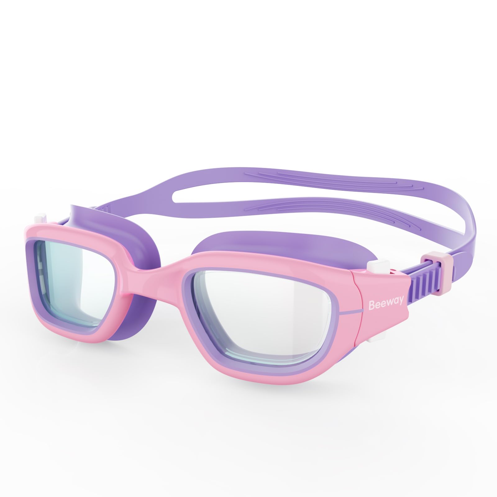BEEWAY Kids Swimming Goggles 6-14 | Wide View | Anti-fog | Anti-leak | Quick Adjust Strap | UV Protection | Super Comfort for Boys and Girls