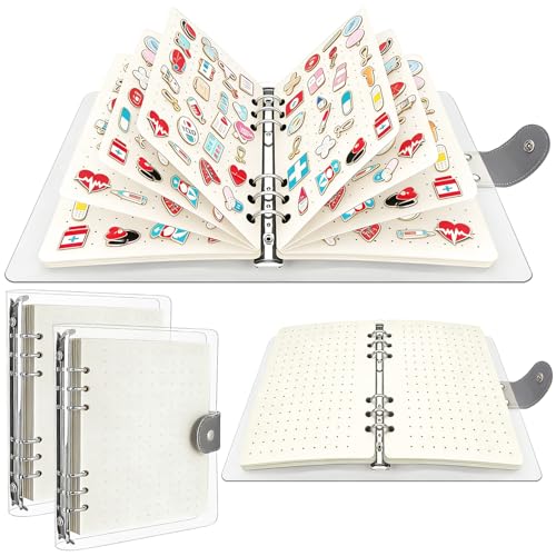 Image of 2Pcs 8 Pages White Enamel Pin Display Book for Enamel Pins, A5 Pins Collection Storage Organizer Book for Collectors, Portable Travel Pin Trading Books with Clear PVC Cover (Not Include Accessories)