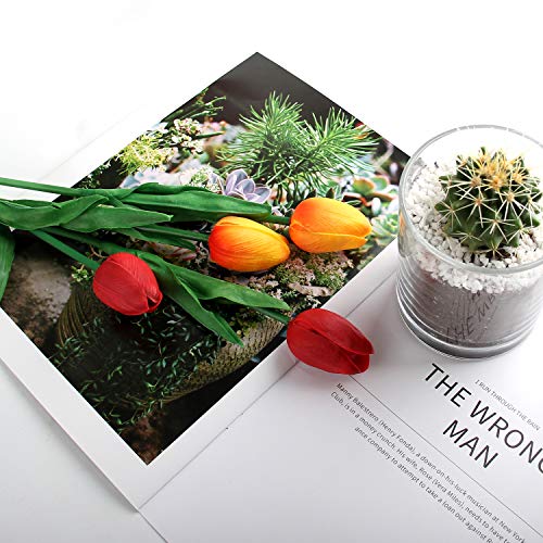 C Appok Artificial Tulips Flowers Fake Latex Tulip Stems - 30Pcs Real Touch Faux Orange,Red Tulips Flower For Easter Spring Wedding Bouquet Centerpiece Floral Arrangement Cemetery Table Decor #TOP6