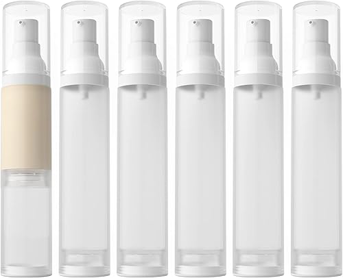 Miniatura 1 de LONGWAY Botella de bomba de crema cosmética sin aire de 1.7 onzas, dispensador de tamaño de viaje, recipientes recargablesfundación botella de bomba
