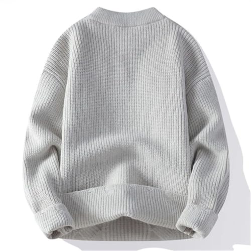 Men Loose Daily Casual Sweater Solid Crew Neck Long Sleeve Knitted Pullovers Knit Sweaters3