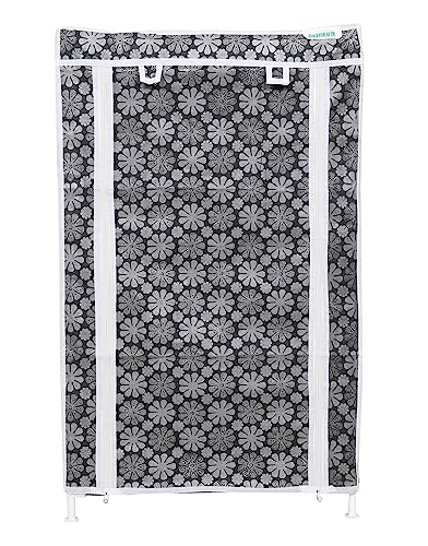 Image of FLIPZON | 5 Shelves Baby Foldable Wardrobe | Non-Woven Fabric Shelves | Black Flower