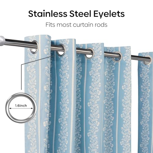 Image of haus & kinder Digital Printed Cotton Window Curtains 5 Feet Long Pack of 2 Window Curtains, 5 Feet Curtains for Window (Vineway, Blue 130x152 CM)