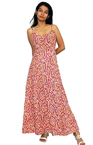 Image of JAIPUR HAND BLOCK Cotton Sleeveless Long Flared A Line Dress|Gown (S00063)