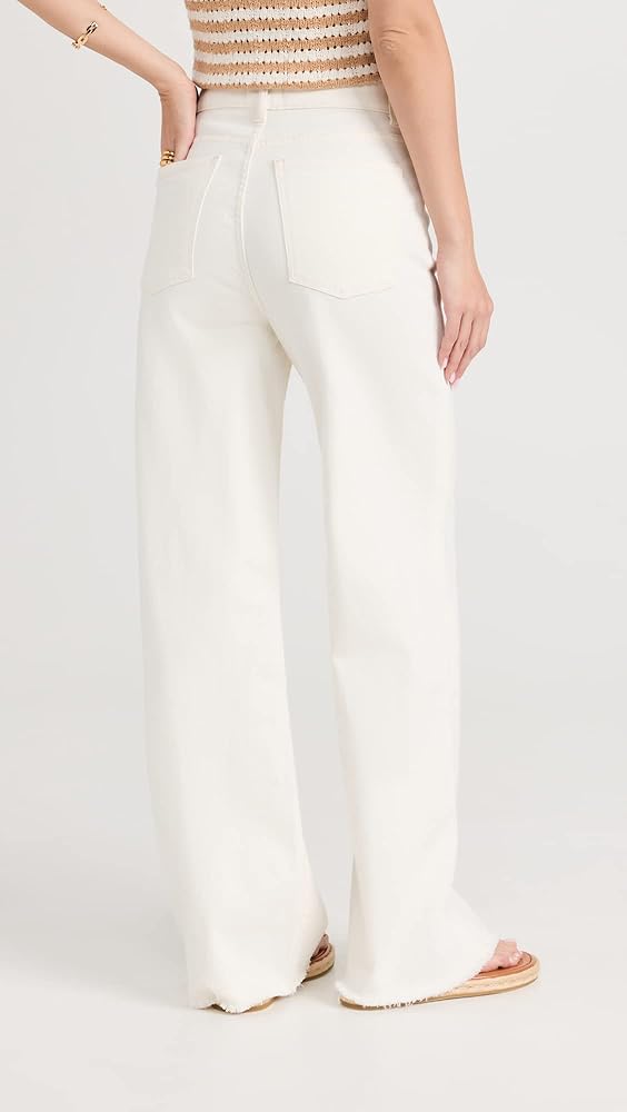 DL1961 Women's Hepburn Wide Leg High Rise Jeans, Eggshell