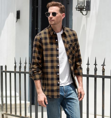 Image of Betusline Boy and Men Button Down Plaid Shirt | Soft,Breathable and Comfortable Fabric