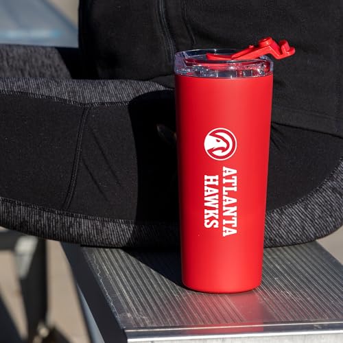 Image of Rico Industries NBA Basketball Atlanta Hawks Red 24oz Stainless Steel Tumbler with Lid and Dual Functioning Lid