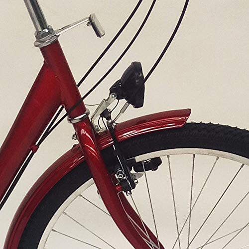 OUBAYLEW 6 Gänge Dreirad für Erwachsene 24" Erwachsenendreirad Fahrräder mit Licht mit Korb Rot/Weiß/Schwarz (rot) – Bild 6