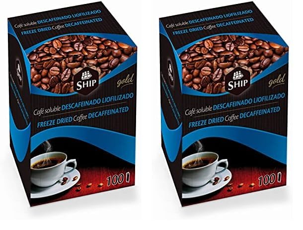 SHIP-Café Liofilizado Descafeinado100 Sobres-250gramos-Sobres de Café Soluble Natural-Sabor Intenso en un Momento-Exento de Alérgenos-Café de Colombia 100% Arábico Sin Aditivos Café Natural Molido