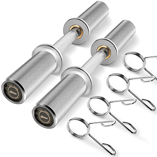 Uboway 20’’Olympic Dumbbell Handles In Commercial Grade, Heavy Duty Olympic Dumbbell Bar For Strength Training (350Lbs Weight Capacity), Compatible With 2’’ Standard Plates, Bonus 4 Spring Collars #TOP12