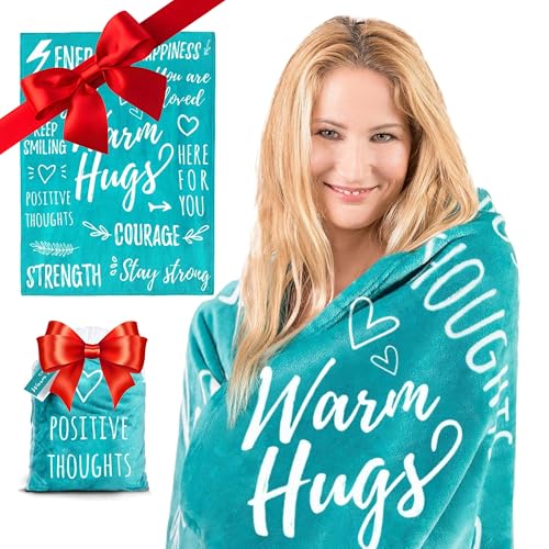 EasyFluffy Get Well Gift for Women & Men - Super Soft Hug Blanket with Inspirational Words - Healing Blanket Care Package Comforting Gift for Cancer Patients & Others During Hard Times - 50