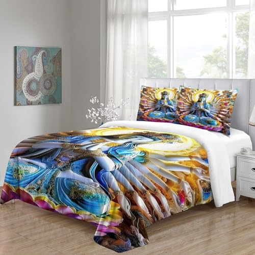 Housse de couette Bouddha anti-plis en microfibre douce avec fermeture éclair - 6