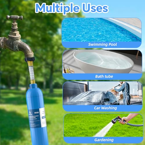 Image of RV Water Filter with 2 Flexible Hose Protector NSF Certified Camper Water Filter for Reduces Chlorine, Bad Taste, Odor, RV Inline Water-Filters for Garden Camper and Pool 2 Pack