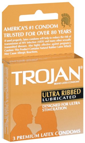 Trojan Stimulations Ultra Ribbed Lubricated Latex Condoms-3 ct (Pack of 3)