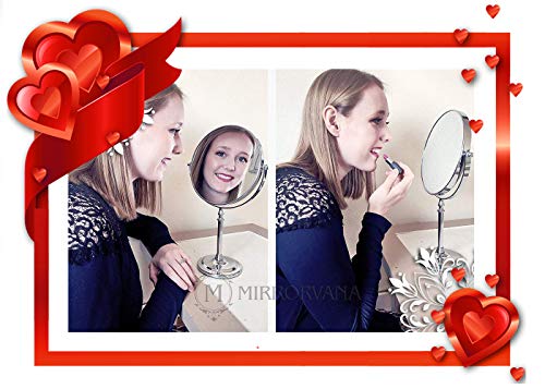 Mirrorvana Large Double Sided 10X and 1X Magnifying Makeup Mirror with Stand, 15-Inch Height and 8-Inch Wide