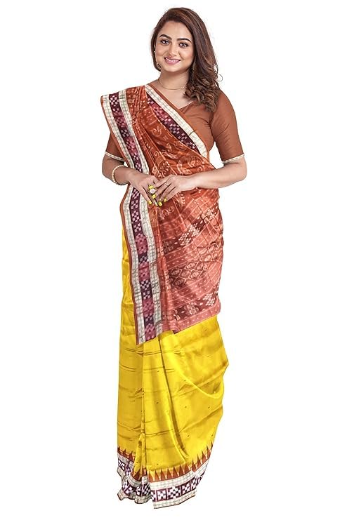 Image of Handmade Pure Bomkai Silk Saree Khandua Natural Silk Ikkat Saree For Women /Ethnic Wear /Traditonal Saree /Handloom Saree With Regular Fit Blouse Piece
