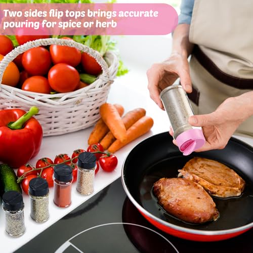 Eccliy 36 Pack 3 oz Clear Plastic Spice Jars with Label and Shaker Lids Empty Spice Bottles Seasoning Containers Seasoning Jars Shaker Condiment Pots for Pepper Herbs Powders (Pink) - Image 5