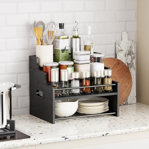 Image of KLM 4-Tier Liquor Bottle Display Shelf,Black Modern Bottle Organizer