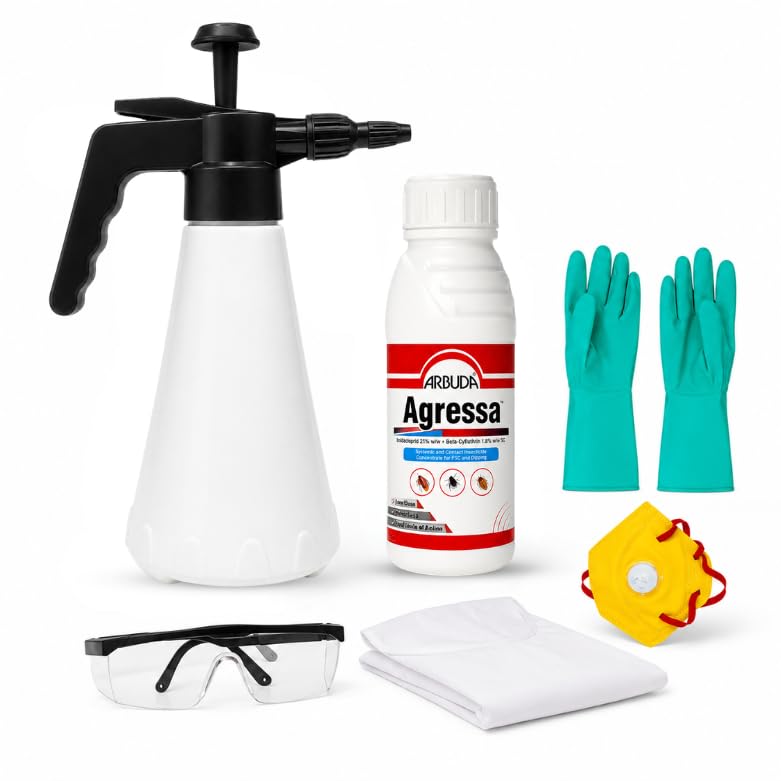 Agressa Complete Pest Control Kit | Includes 250ml Agressa, 1L Garden Sprayer, Safety Gloves & Face Mask | Effective Against Cockroaches, Bed Bugs, Mosquitoes & Flies | Complete kit includes 250ml Agressa, 1L Garden Sprayer, Safety Gloves & Face Mask-image-10