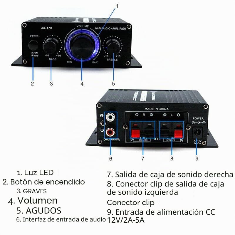 Amplificador de audio estéreo para coche, 12 V, 400 W, de aluminio, para coches domésticos, motocicletas