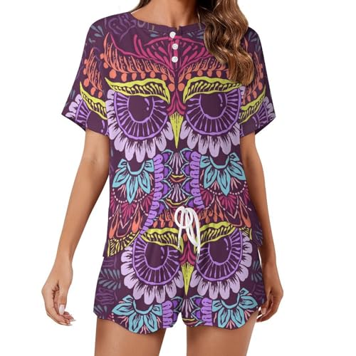 Pyjama femme court confortable Couleur Hibou pour des soirées d'été cocooning