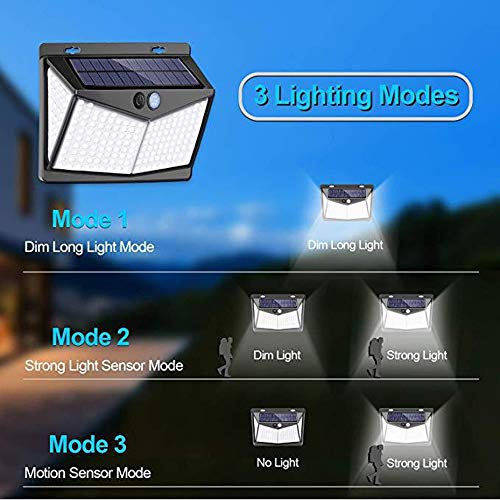 Festnight 208LED Luz Solar Lâmpada de parede PIR Motion Sensor Light IP65 resistente à água Iluminaç