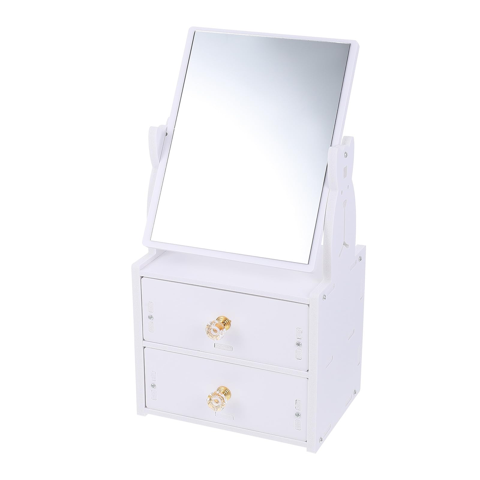 Miroir de maquillage de bureau avec rangement intégré pour cosmétiques