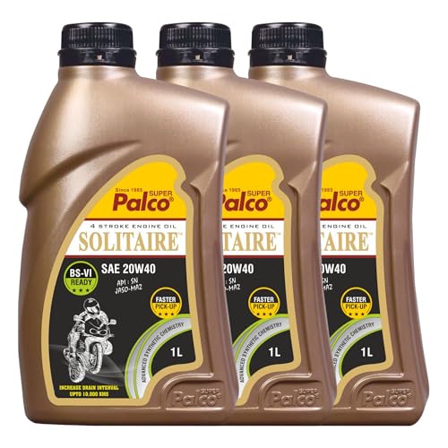 Image of PALCO Solitaire 20W40 Engine Oil for Bike 1L (Pack of 3) | BS6 Compatible Synthetic Technology | 4-Stroke Bike Engine Oil | Up to 10,000 km Drain Interval