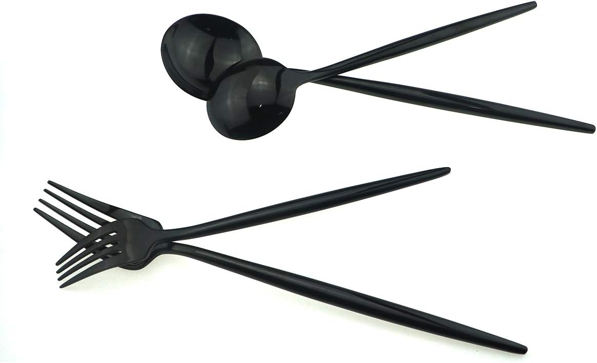 Gugrida 20-Piece 18/10 Stainless Steel Luxury Mirror Polished Black Colorful Silverware Flatware Cutlery Set Service for 4 Include Knife Fork Spoon Dessert Fork Teaspoon Dishwasher Safe