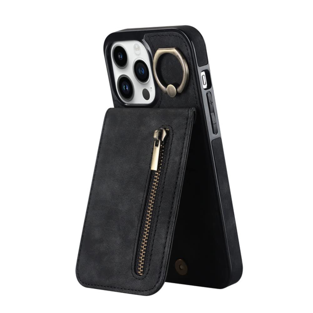 Portefeuille en cuir iPhone 11 housse sac RFID noire antichoc - 8