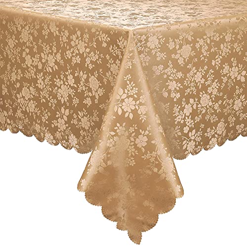 Image of Smiry Rectangle Table Cloth, Waterproof Heavy Duty Vinyl Tablecloths, Wipeable Washable Table Cover for Kitchen and Dining Room (Brown, 54 inch X 108 inch)
