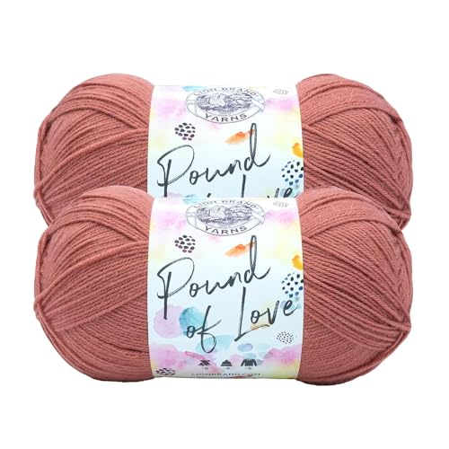 Image of Lion Brand Yarn, Pound of Love Crochet Yarn, Terracotta, Orange, 2 Pack | Large Skein Everyday Basic 100% Acrylic Worsted Weight Knit Fiber for Baby Blankets, Classic Afghans, Sweaters, Scarf Sets